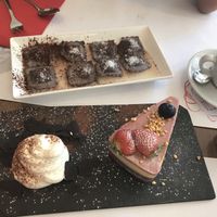 Desert- ravioli and raw cake  at Pasta Factory in Manchester