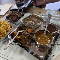 Desi chickpeas, potatoes & okra, dahl makani ❤️  at Vegetarian Food Studio in Cardiff