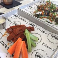 Buffalo seitan and seitan skewers - SO GOOD at Kindred in San Diego