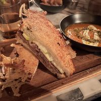 Mind Melt-grilled cheese with tomato soup  at Kindred in San Diego