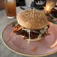 egg roll burgerrs  at Kindred in San Diego