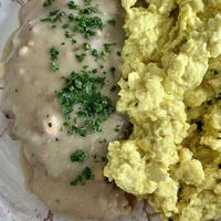 Biscuits and gravy and a scramble  at Kindred in San Diego