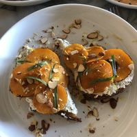 AMAZING!! Apricot ricotta toast from brunch  at Kindred in San Diego