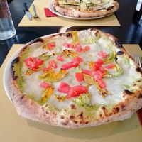 Pizza Primavera (front), Pizza Vegana (back) at La Capannina in Turin