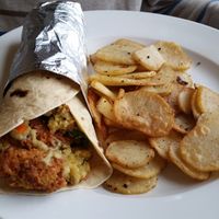 Street food wrap at Wild Rice Vegan Cafe in Watertown