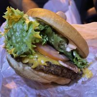 Classic bacon cheeseburger at Plant Power Fast Food - Ocean Beach in San Diego
