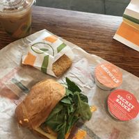 Got a breakfast combo. If you don’t like sweet coffee, don’t get their flavored iced coffee. I kept adding water to it 🙈  at Plant Power Fast Food - Ocean Beach in San Diego