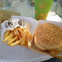 Big Zac, fries and a Cookie Butter milkshake at Plant Power Fast Food - Ocean Beach in San Diego