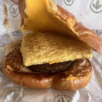 Packed full o’ flavor (breakfast croissant)  at Plant Power Fast Food - Ocean Beach in San Diego