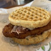 Chicken wafflees  at Plant Power Fast Food - Ocean Beach in San Diego