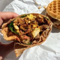Breakfast Burrito with tofu at Plant Power Fast Food - Ocean Beach in San Diego