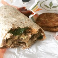 Breakfast Burrito & Hash Browns at Plant Power Fast Food - Ocean Beach in San Diego