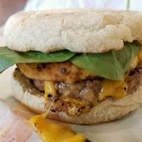 sausage, egg & cheese muffin at Plant Power Fast Food - Ocean Beach in San Diego