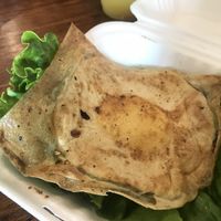 Fried ‘egg’ at Plant Power Fast Food - Ocean Beach in San Diego