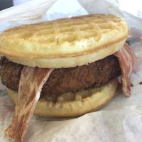 Chik’n Waffle Sandwich  at Plant Power Fast Food - Ocean Beach in San Diego