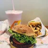 Awesome Avocado Burger & Cotton Candy Shake!  at Plant Power Fast Food - Ocean Beach in San Diego