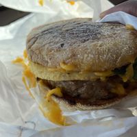 Sausage egg sandwich  at Plant Power Fast Food - Ocean Beach in San Diego