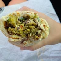 Falafel sandwich on pita bread at FelFel Mediterranean in Denver