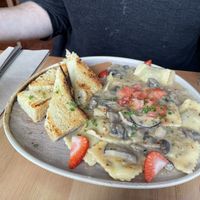 Mushroom ravioli   at Nourish Bistro in Banff