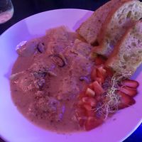 Mushroom ravioli at Nourish Bistro in Banff