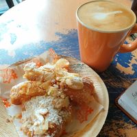 Peanut butter coffee + almond croissant at Vx in Bristol