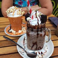Brownie milkshake and popcorn latte at Vx in Bristol