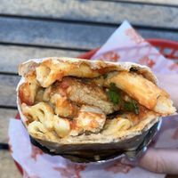 Mac n cheese burrito inside  at Vx in Bristol