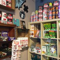 Shelves rammed with vegan favourites!  at Vx in Bristol