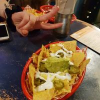 Nachos with jalapenos - 5.80 i think  at Vx in Bristol