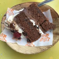 Slice of the chocolate cake  at Vx in Bristol