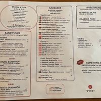 Menu back  at WVRST in Toronto