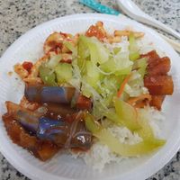 Stir fried chokos, chilli eggplants, three layered meat and mixed seafood at Fei Cui  Fancy Vegetarian Food 翡翠素食 in Central Singapore