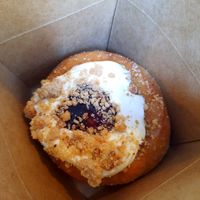 Cherry crumble doughnut at The Bagelry  in Liverpool