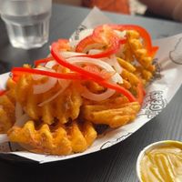 Salt n pepper crinkle waffle friess  at The Bagelry  in Liverpool