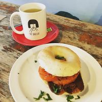 Vegan Bacon, tomato & mayo on plain  at The Bagelry  in Liverpool
