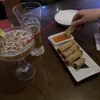 Bomb spicy watermelon margarita and decent vegan egg rolls  at Fusion Restaurant and Bar in Riverside