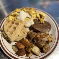 Classic platter veganized  at Funk N Waffles in Syracuse