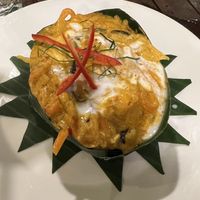 Vegan Amok curry with coconut milk   at My Little Cafe in Siem Reap