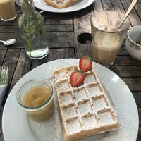 Waffle and Chai Latte at Cafe Glucklich in Ravensburg