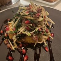 Kale salad on mashed squash   at Wynn Hotel - SW Steakhouse in Las Vegas