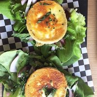Grilled/fried goat cheese with salad at La Boca in Cordoba