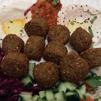 Complete falafel plate at L'as du Fallafel in Paris