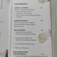 Menu at La Casa Natural in Valladolid