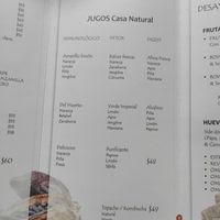 Menu at La Casa Natural in Valladolid
