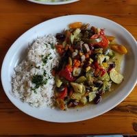 Rice and vegetables with sweet-spicy sauce at Bar Górski in Zakopane