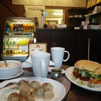 Italian style pierogis and a big fat burger on fresh bread :) at Bar Górski in Zakopane