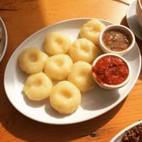 Gnochhi like dumplings with mushroom and tomato sauces at Bar Górski in Zakopane