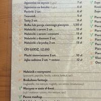 Menu (Polish only. Green symbol denotes vegan). at Bar Górski in Zakopane