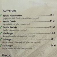 Menu (Polish only. Green symbol denotes vegan). at Bar Górski in Zakopane