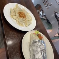 Falafel tortilla and pierogi = 10€ in total   at Bar Górski in Zakopane